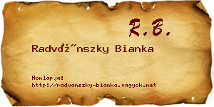 Radvánszky Bianka névjegykártya